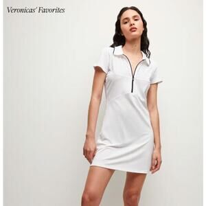 Veronica Beard L'Etoile Sport Zip Polo Dress White Navy XS NWT 195 White